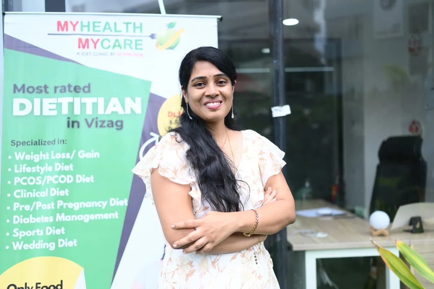Dt. A. Nirusha at My Health My Care, her diet clinic in Visakhapatnam